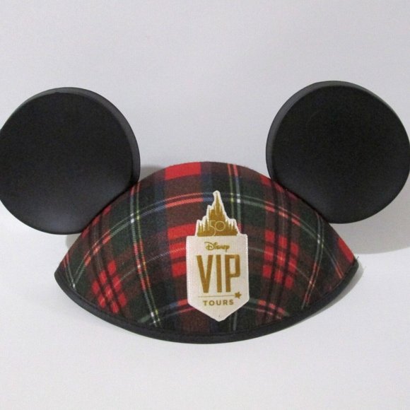 Disney 50 VIP Tours Mickey Ears Plaid Mickey Mouse Adult Hat - Picture 1 of 5